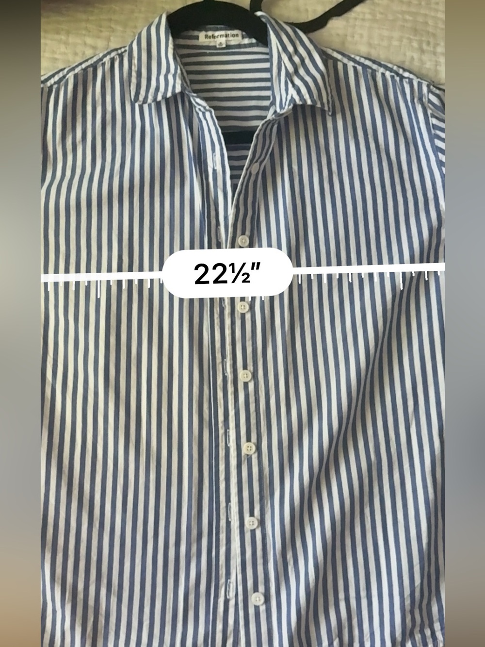 Reformation boxy cropped striped white blue shirt S cotton - Picture 8 of 10